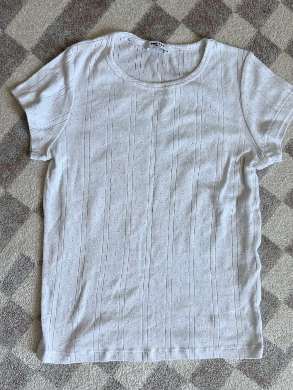 Cou Cou Intimates White Pointelle Short Sleeve Crew T-Shirt